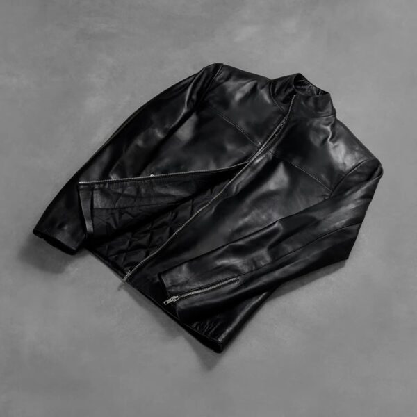 Adornica Black Leather Biker Jacket - Image 7