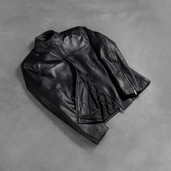 Adornica Black Leather Biker Jacket - Image 8