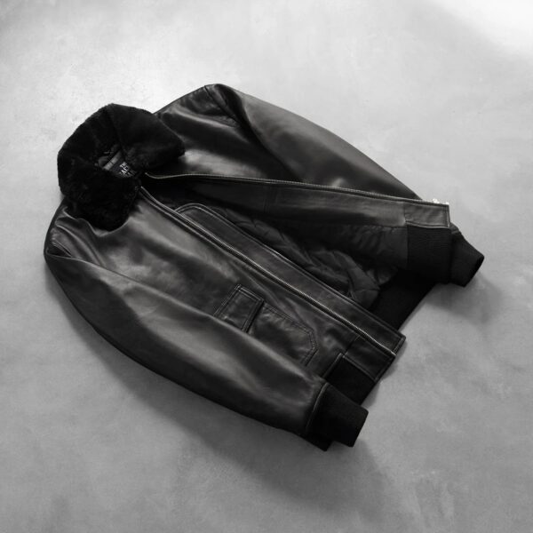 Airin G-1 Black Leather Bomber Jacket - Image 8