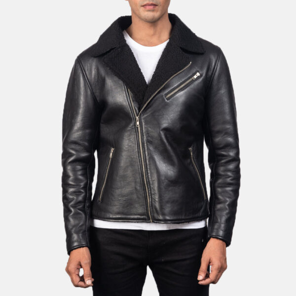 Alberto Shearling Black Leather Jacket - Image 3