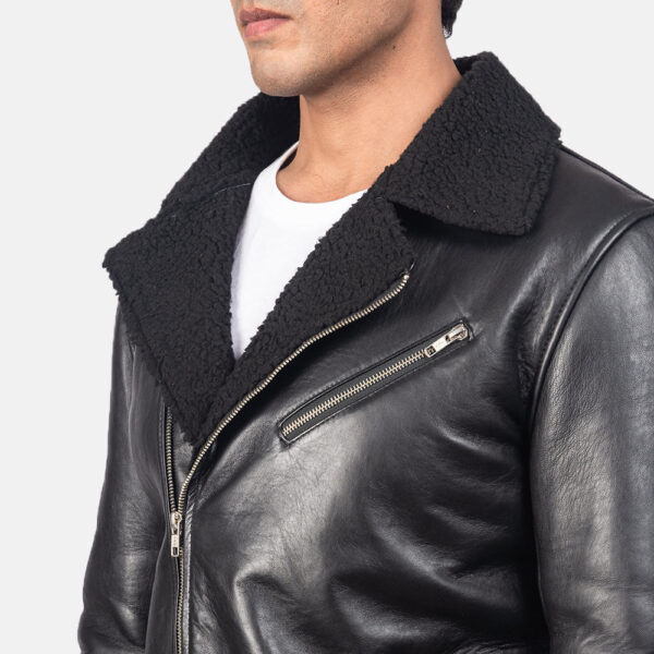 Alberto Shearling Black Leather Jacket - Image 6