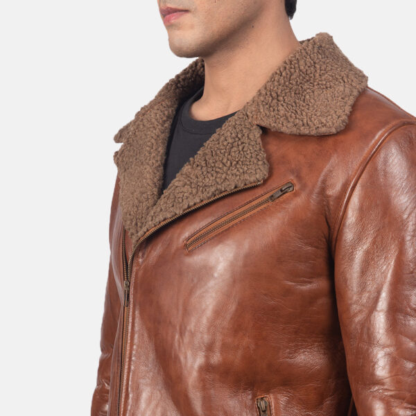 Alberto Shearling Brown Leather Jacket - Image 6