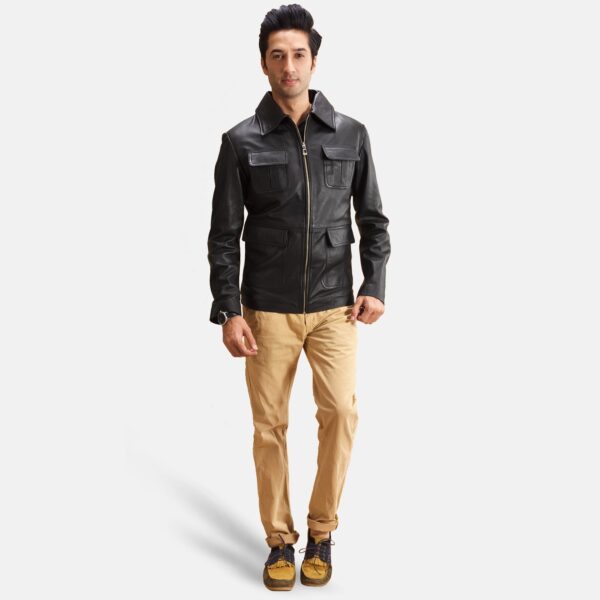 Raven Black Leather Jacket - Image 5