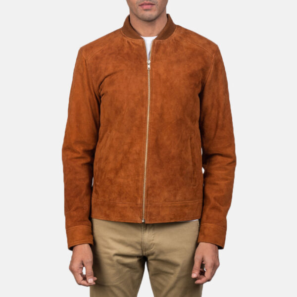 Blain Brown Suede Bomber Jacket - Image 3