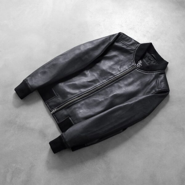 Bliss Black Leather Bomber Jacket - Image 7