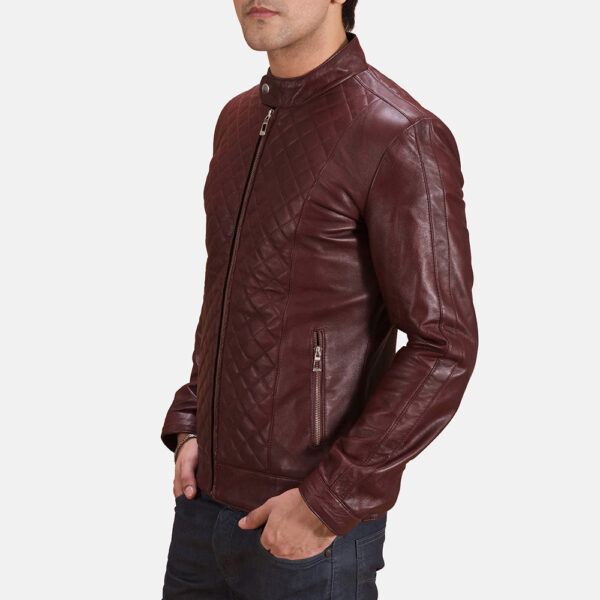 Burgunn Dee Maroon Leather Biker Jacket - Image 2