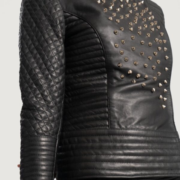 Celeste Studded Black Leather Jacket - Image 6