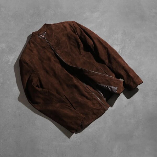 Charcoal Mocha Suede Biker Jacket - Image 7