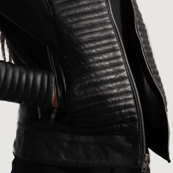 Cityscape Black Leather Biker Jacket - Image 6