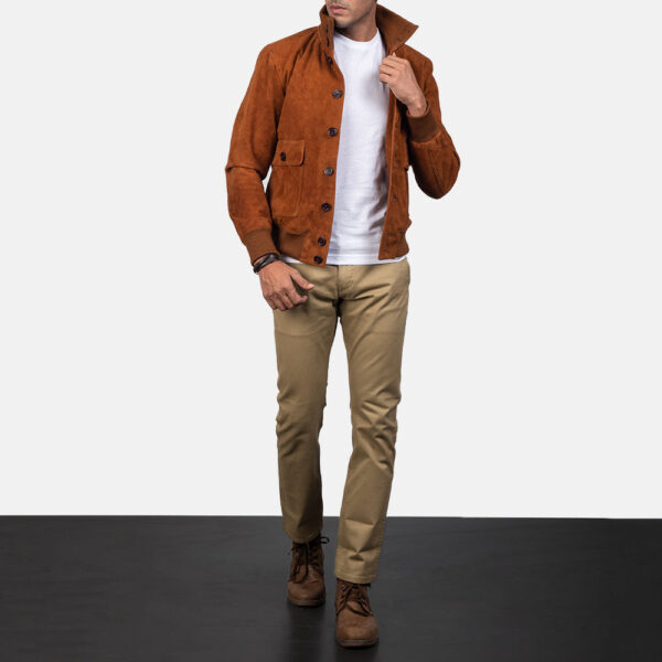 Eaton Brown Suede Bomber Jacket - Image 4