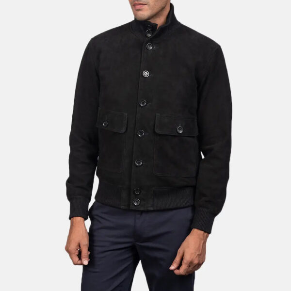 Eaton Black Suede Bomber Jacket - Image 3