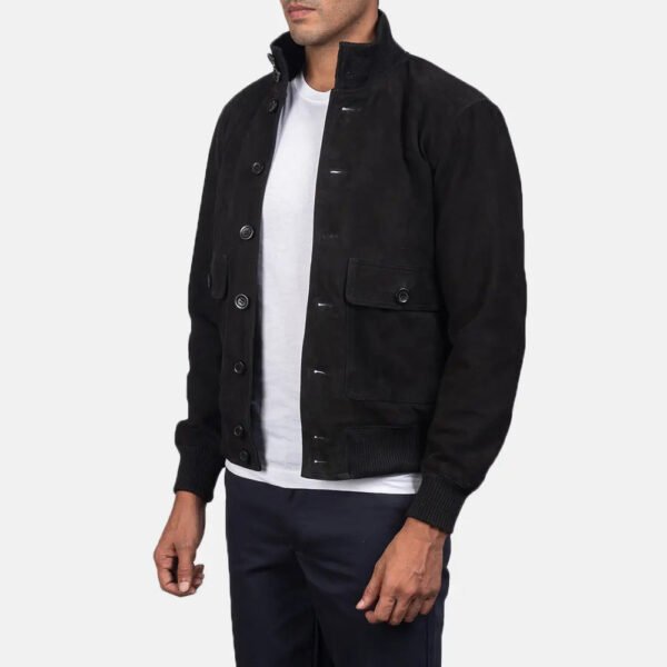 Eaton Black Suede Bomber Jacket - Image 2