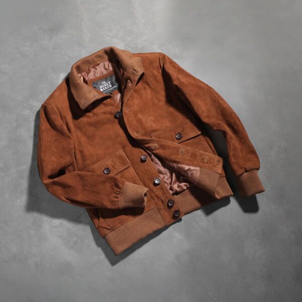 Eaton Brown Suede Bomber Jacket - Image 7