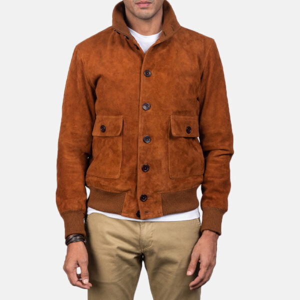 Eaton Brown Suede Bomber Jacket - Image 3