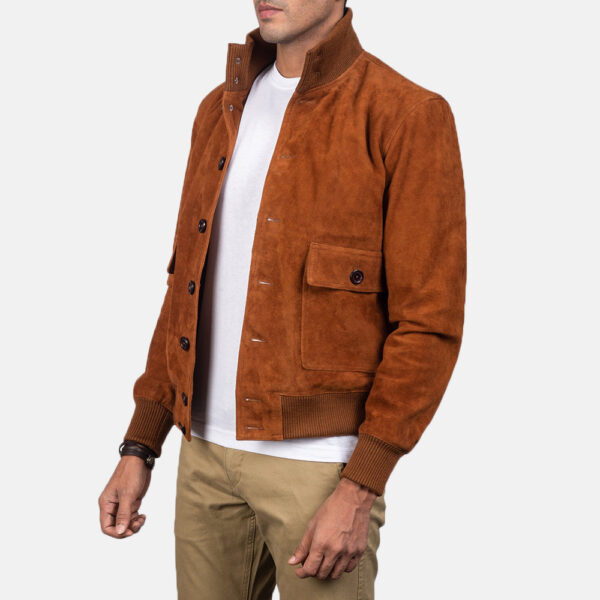 Eaton Brown Suede Bomber Jacket - Image 2