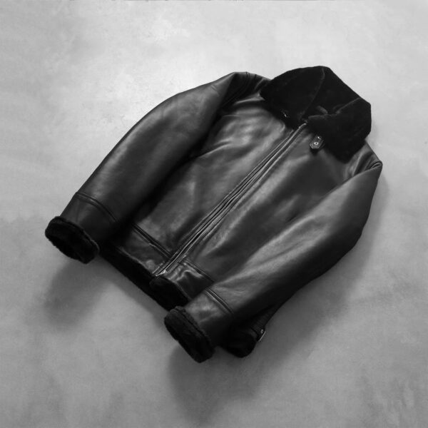 Francis B-3 Black Leather Bomber Jacket - Image 7