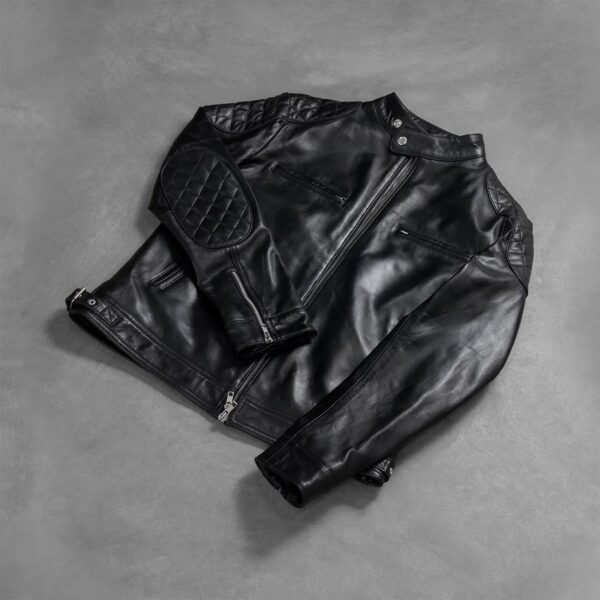 Gatsby Black Leather Biker Jacket - Image 8