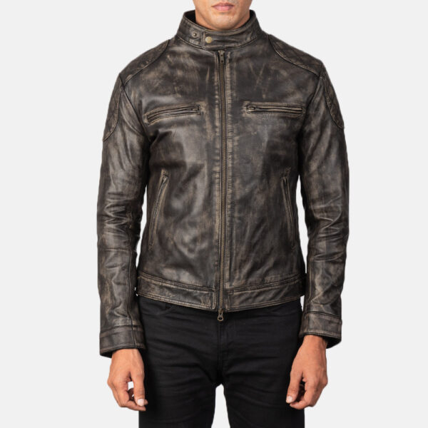 Gatsby Distressed Brown Leather Jacket - Image 3