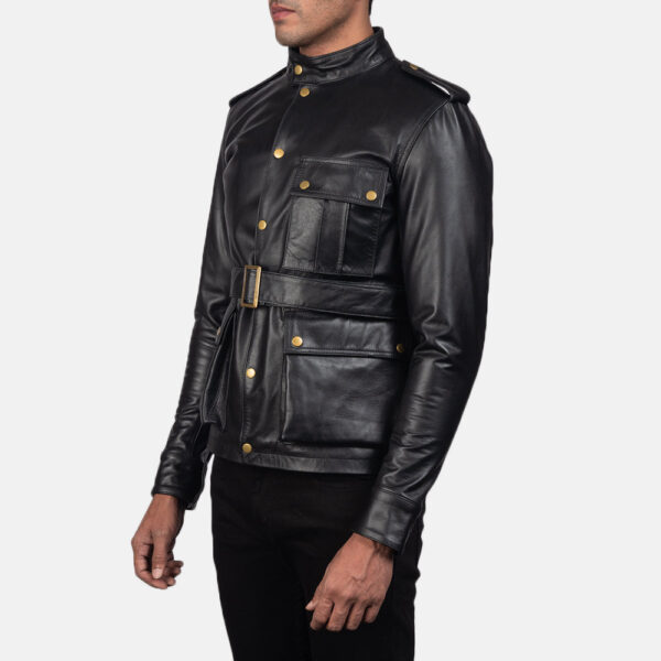 Germain Black Leather Jacket - Image 2