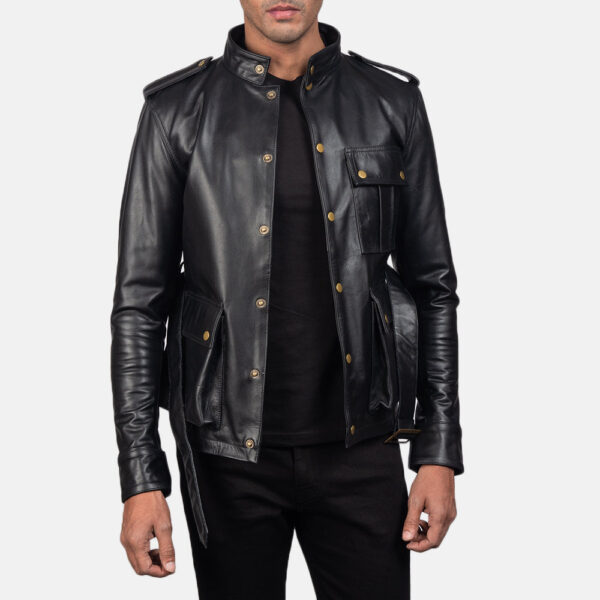 Germain Black Leather Jacket - Image 3