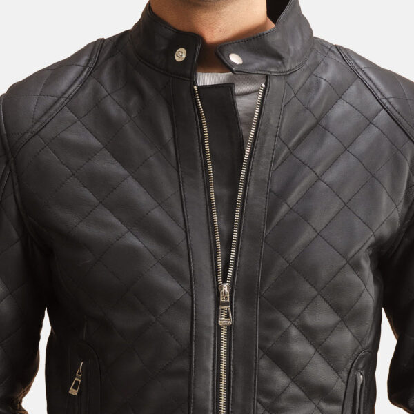 Henry Quilted Black Leather Jacket - Image 4