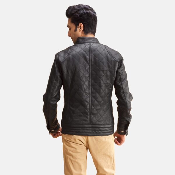 Henry Quilted Black Leather Jacket - Image 6