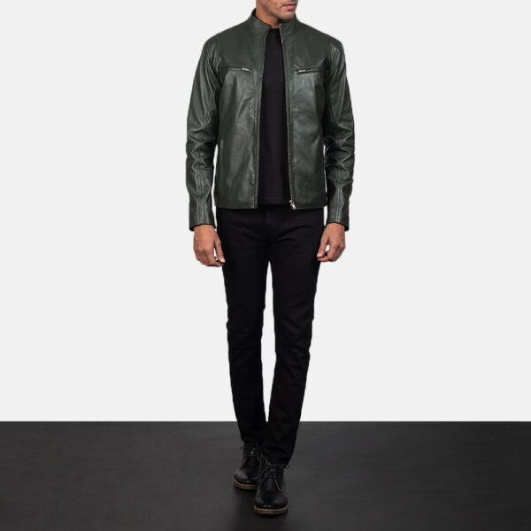 Ionic Green Leather Biker Jacket - Image 4