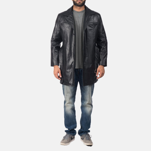Jordan Black Leather Coat - Image 3