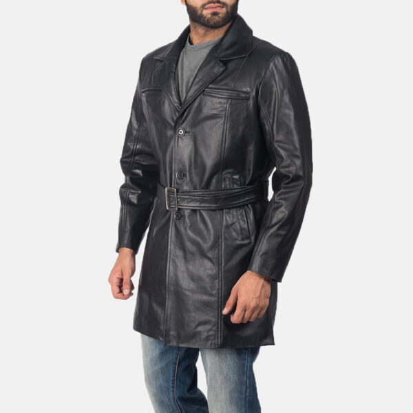 Jordan Black Leather Coat - Image 2