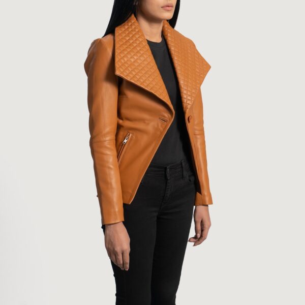 Lee Tan Brown Leather Blazer - Image 2