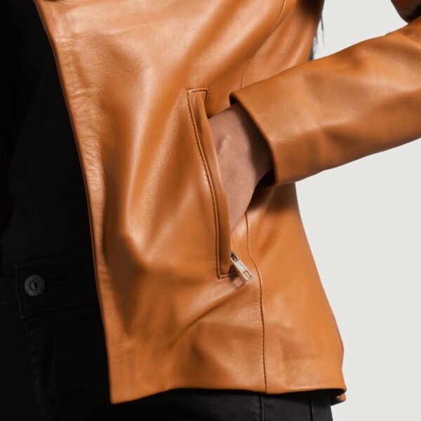 Lee Tan Brown Leather Blazer - Image 6