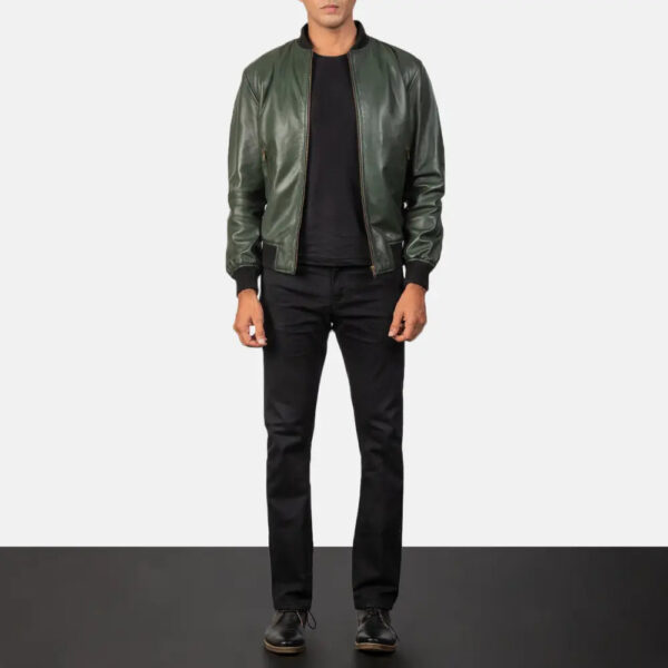 Shane Green Leather Bomber Jacket - Image 4