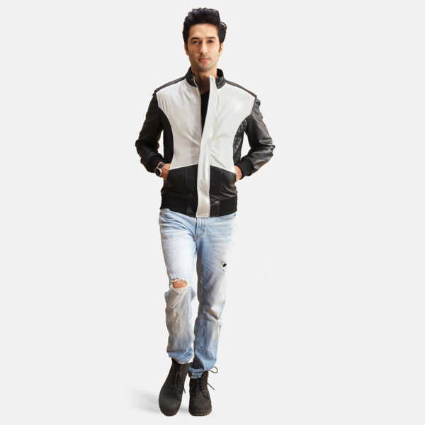 Spade Silver Black Leather Bomber Jacket - Image 4
