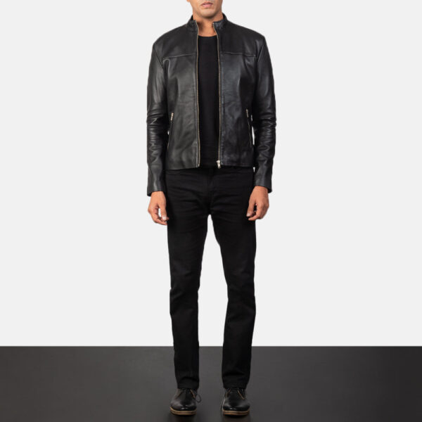 Adornica Black Leather Biker Jacket - Image 4