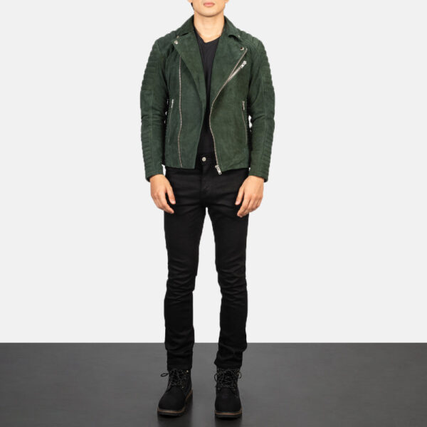 Armand Green Suede Biker Jacket - Image 3