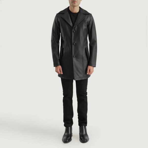 Brawnton Black Leather Coat - Image 3