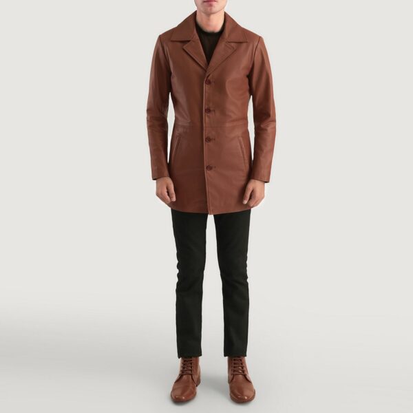Classmith Brown Leather Coat - Image 3