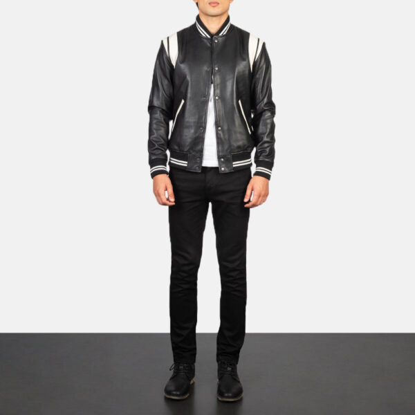 Dantee Black Leather Varsity Jacket - Image 3