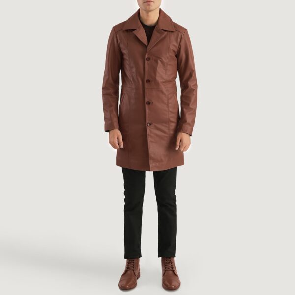 Don Long Brown Leather Coat - Image 3
