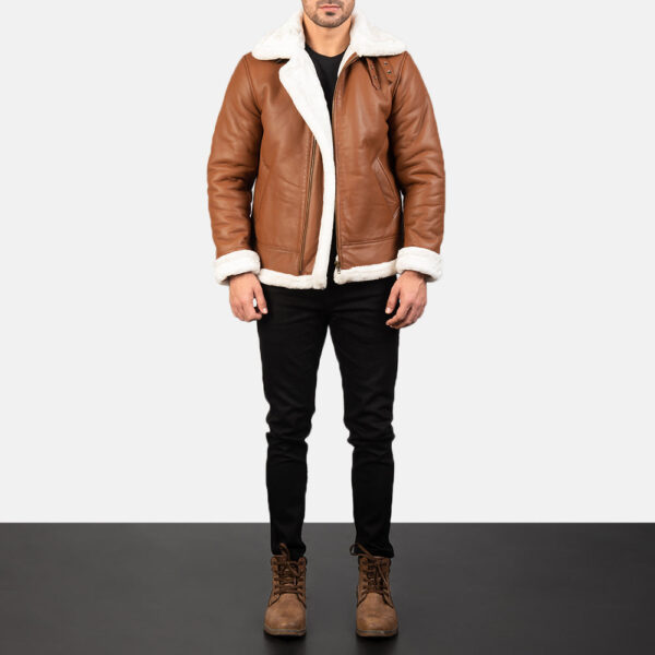 Francis B-3 Brown Leather Bomber Jacket - Image 3