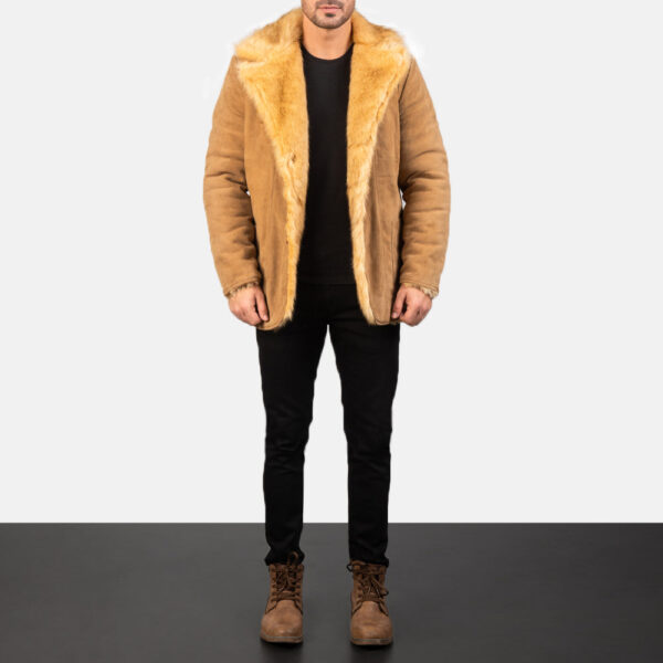 Furlong Beige Suede Leather Coat - Image 3