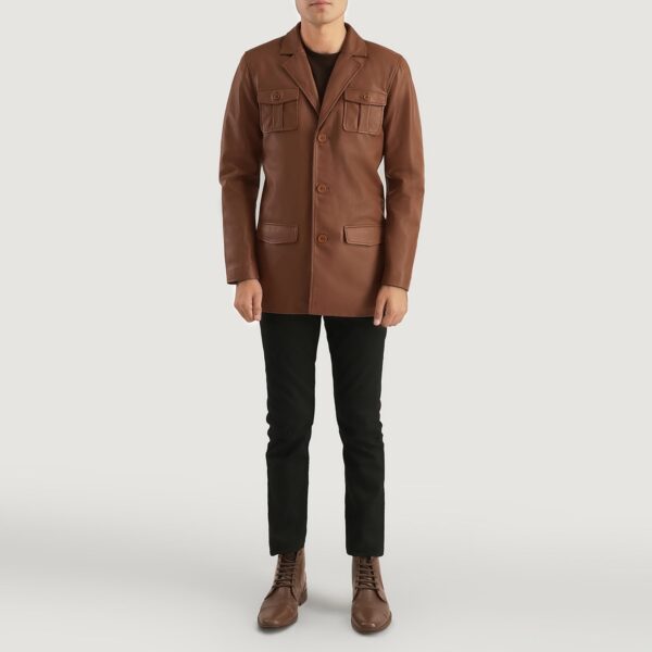 Ray Cutler Brown Leather Blazer - Image 3
