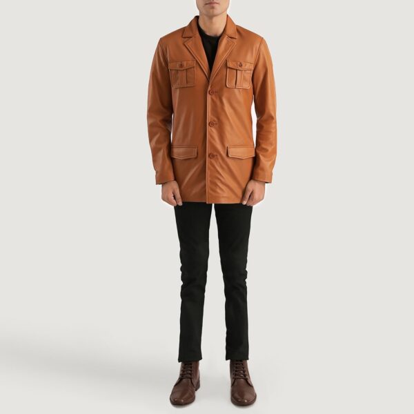 Ray Cutler Tan Brown Leather Blazer - Image 3