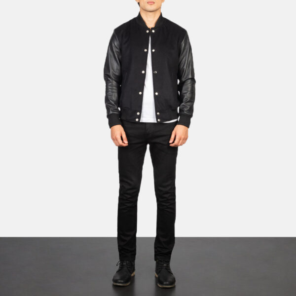 Vaxton Black Hybrid Varsity Jacket - Image 3