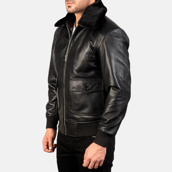 Airin G-1 Black Leather Bomber Jacket - Image 2