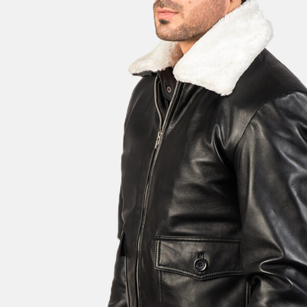 Airin G-1 Black & White Leather Bomber Jacket - Image 6