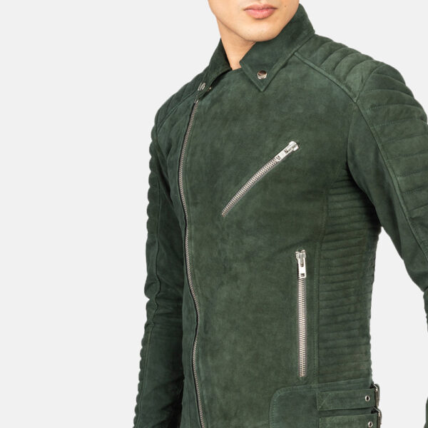 Armand Green Suede Biker Jacket - Image 6