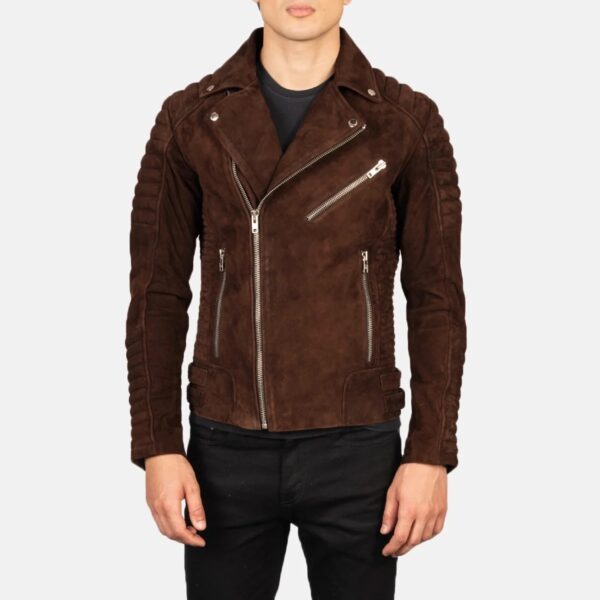 Armand Mocha Suede Biker Jacket - Image 4