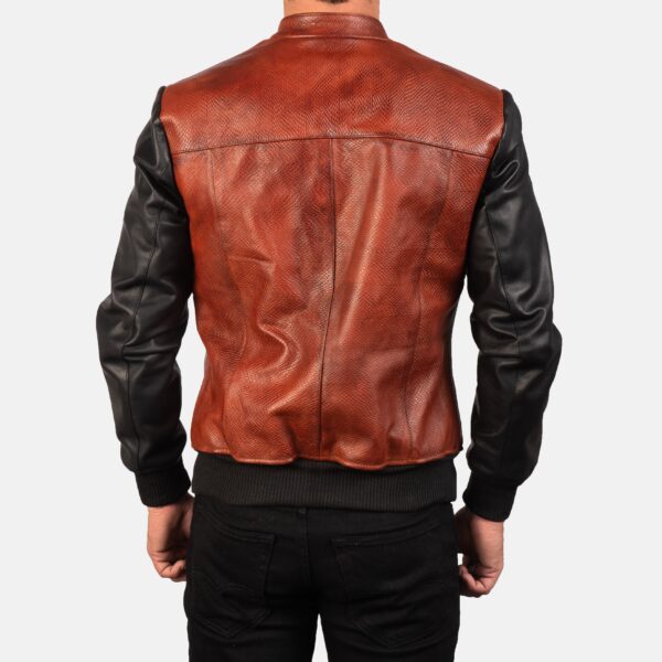 Avan Black & Maroon Leather Bomber Jacket - Image 5