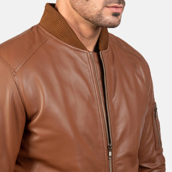 Bomia Ma-1 Brown Leather Bomber Jacket - Image 6